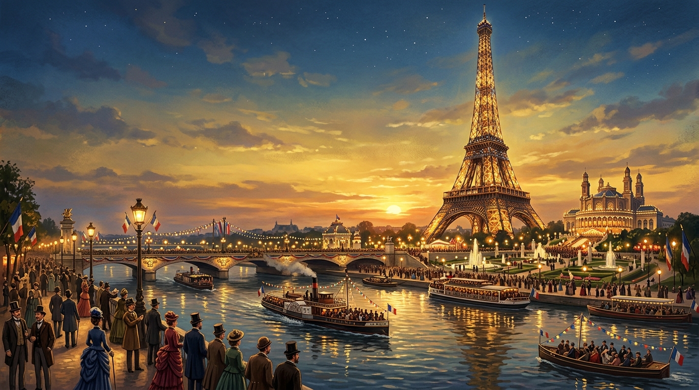 Inauguração da Torre Eiffel em Paris (1889)
