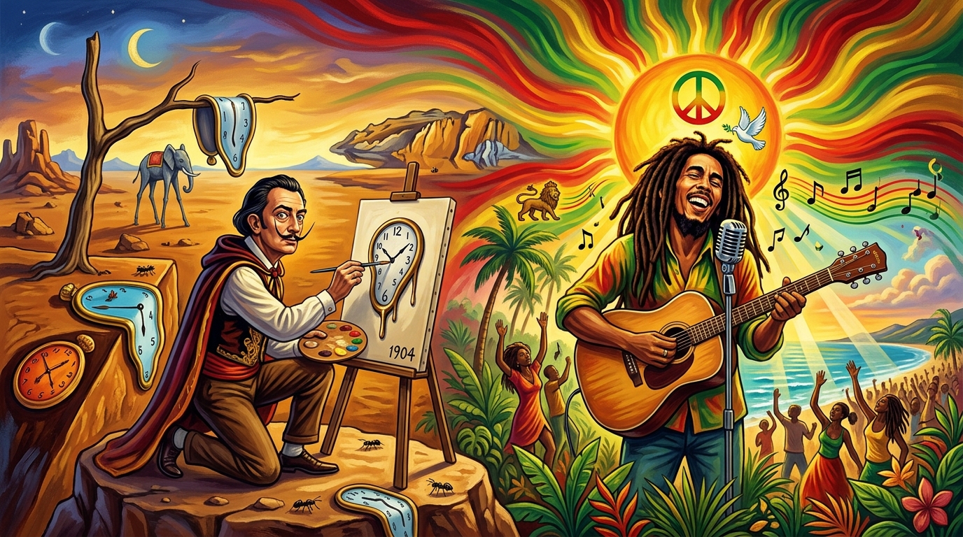 Nasc. Salvador Dalí (1904) / Morte de Bob Marley (1981)
