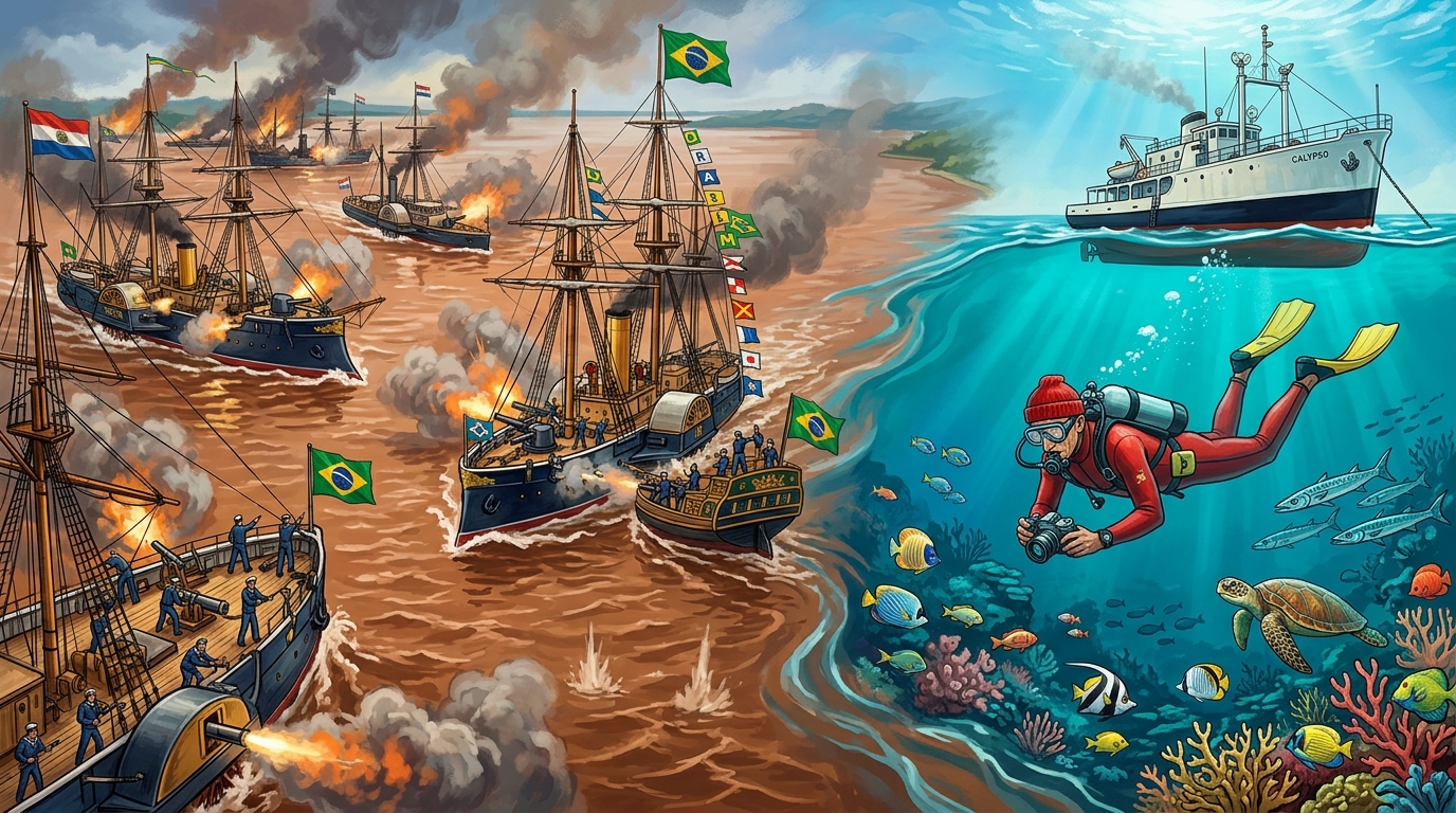 Batalha do Riachuelo (1865) / Nasc. Jacques Cousteau (1910)
