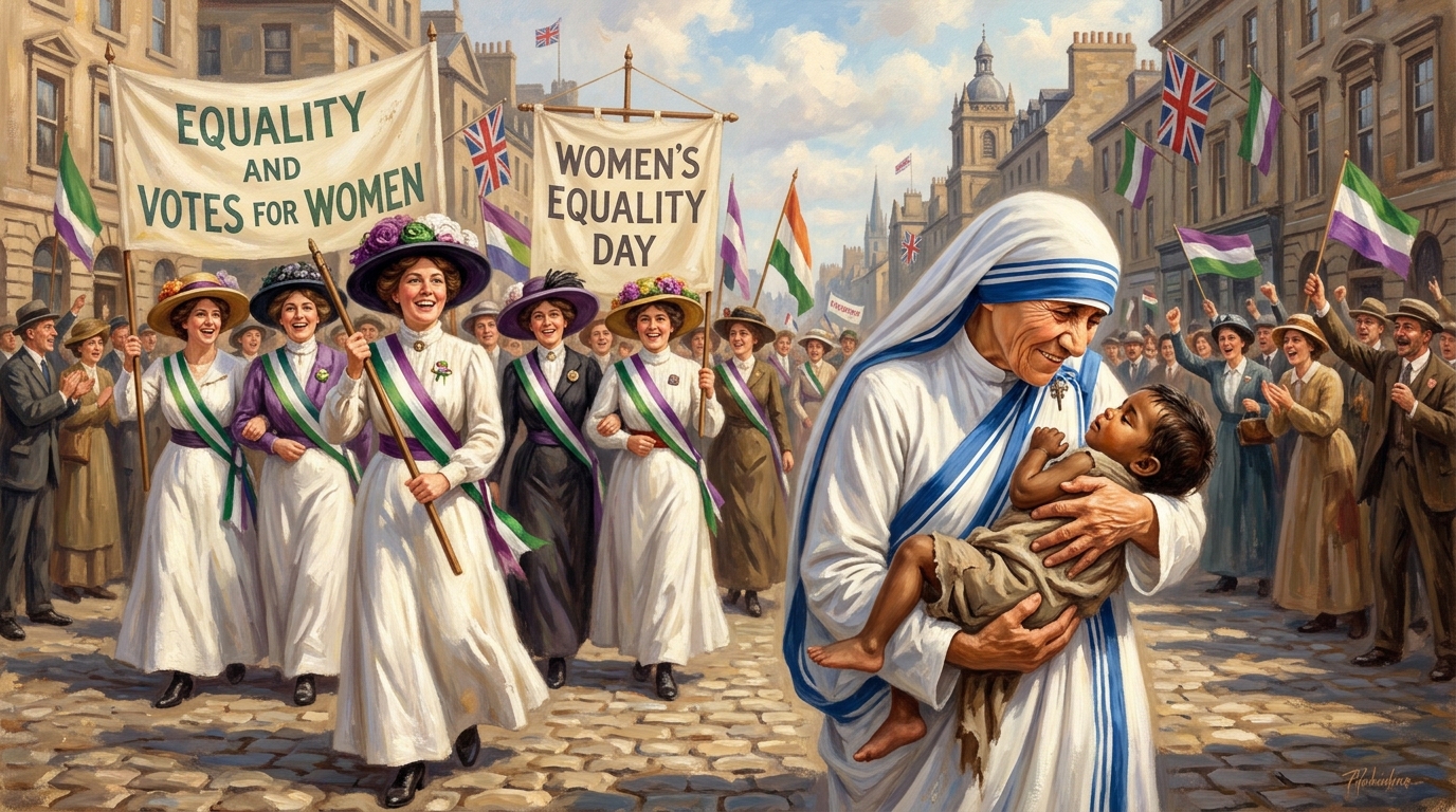 Dia da Igualdade Feminina (1920) / Santa Madre Teresa de Calcutá (1910)